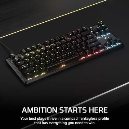 Corsair K70 CORE TKL RGB Tenkeyless Mechanical Wired Gaming Keyboard – Pre-Lubed MLX Red v2 Linear Switches, SOCD, ABS Double-Shot Keycaps, Sound Dampening, 1000Hz Polling, QWERTY NA – Black - style: Wired