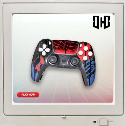 Web Slingeer Custom PS-5 Controller Wireless compatible with Play-Station 5 Console by BCB Controllers | Proudly Customized in USA with Permanent HYDRODIP Printing(NOT JUST A SKIN)(MODDED) - color: Web Slingeer, size: Modded - Front & Back Print