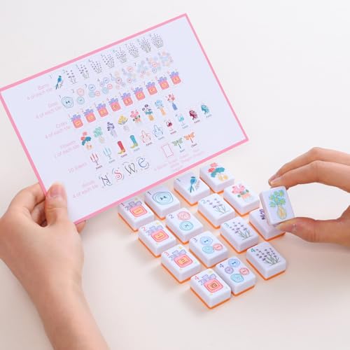 American Mahjong Tile Set, 160 Orange Engraved Melamine Mahjong Tiles with Mahjong Tile Bag and Mahjong Accessories - color: Orange