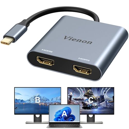 USB C to Dual HDMI Adapter 4K@60hz, Type C to HDMI Splitter for 2 Monitors, USB C Hub Extend Display for MacBook Air/Pro, XPS, More Laptops with Thunderbolt 3/4 Ports - style: 2 IN 1 Dual HDMI
