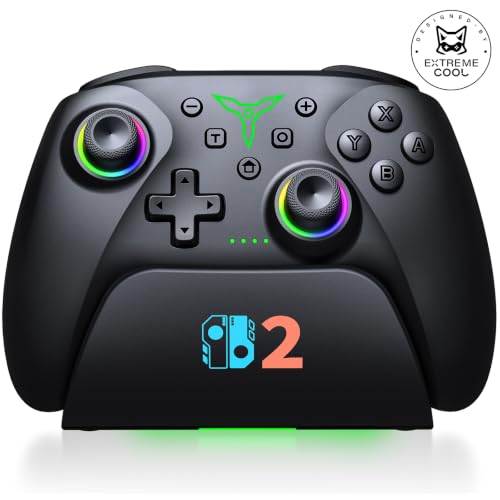 Spican Switch 2 Controller for Nintendo Switch 2/Switch/OLED/Lite, Wireless Switch Controller with Charging Dock, RGB Switch Pro Controller with Hall Effect, Macro, Turbo and Vibration, Black - color: Black