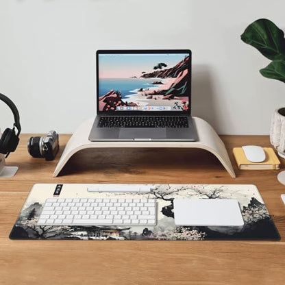 Japanese Mouse Pad, Large Japanese Desk Mat, XL Anime Gaming Keyboard Mat, Non-Slip Rubber Base, Big Extended Desk Protector for Home Office, 31.5”x11.8” - color: Cherry Blossom