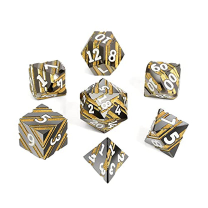 Stripe Metal DND Dice Set,DNDND Metallic D&D Dice with Gift Case for Dungeons and Dragons D&D (Gold Stripes) - color: Stripe Gold
