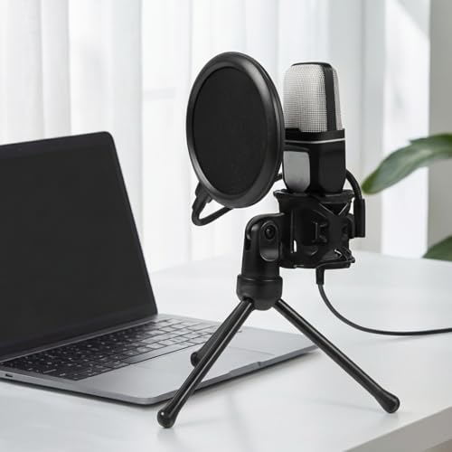 USB Condenser Gaming Microphone with RGB Lighting and Tripod - Compatible with PC, PS4, and PS5
