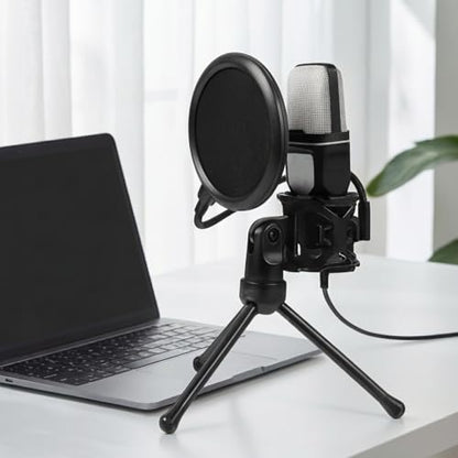 USB Condenser Gaming Microphone with RGB Lighting and Tripod - Compatible with PC, PS4, and PS5