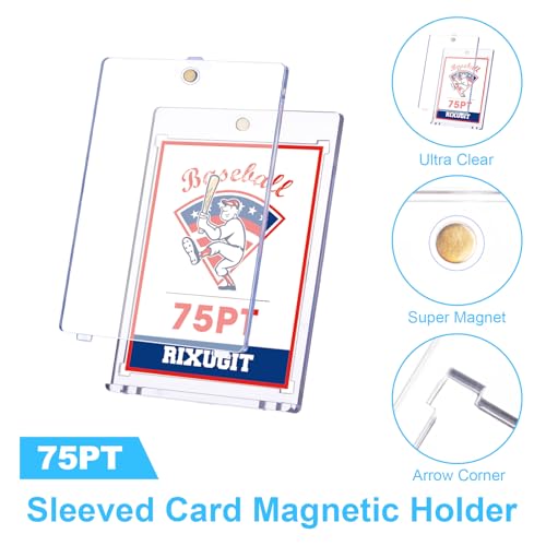 25-Pack 75pt Sleeved Card One Touch Magnetic Holder | Larger Inner Size 2.63"x3.7", First Insert Card into Soft Card Sleeve, Then Place into Card Holder for Double Protection ﻿ - size: 25ct 75PT Sleeved Card Holder