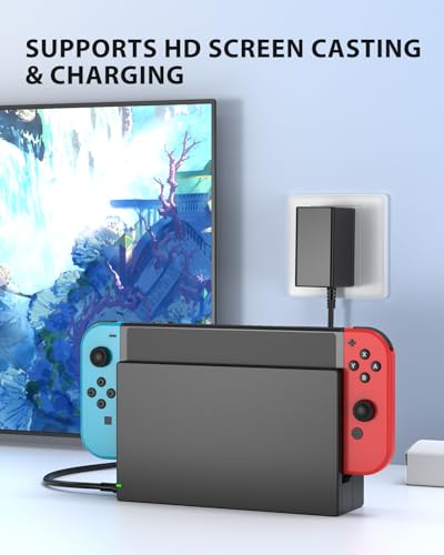 TV Dock Station for Switch/Switch OLED Replacement 3-in-1 – Includes Original IC Module, AC Charger & High-Speed HDMI Cable, Supports 1080P HD Output & Console Charging (Not Compatible with Switch 2)