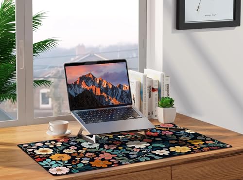 Baziabbo Floral Desk Mat,XXL Extended Big Mouse Pad,Gaming Mousepad with Stitched Edge,Non-Slip Rubber Base Keyboard Desk Pad for Home Office Study Game - color: Floral Black