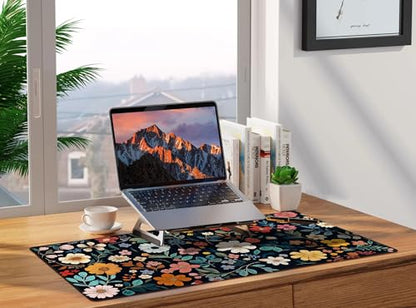 Baziabbo Floral Desk Mat,XXL Extended Big Mouse Pad,Gaming Mousepad with Stitched Edge,Non-Slip Rubber Base Keyboard Desk Pad for Home Office Study Game - color: Floral Black