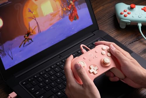 8BitDo Ultimate 2C Wired Controller for Windows PC and Android, with 1000Hz Polling Rate, Hall Effect Joysticks and Hall Triggers, and Remappable L4/R4 Bumpers (Peach) - color: Peach