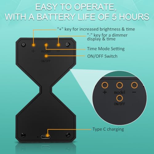 Digital Hourglass Timer | 1-30 Min, Gravity Flip, Visual Timer, USB-C - color: Black and White
