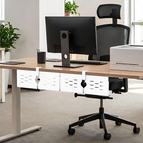KEEGH 16 in Under Desk Cable Management Tray, Metal Cable Tary, 1 Pack | No-Drill Clamp Mount, Ventilation Holes, Cable Management Tray for Home Office, Gaming Desk, Standing Desk, White - color: White, size: 1 Pack
