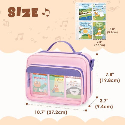 LoDrid Card Binder 4 Pocket with 50 Removable Sleeves Holds 409 Cards, Pink | Compatible with Yoto Cards, Card Case with Handle and Shoulder Strap for Travel, Bag Only, Patent Design - color: Pink