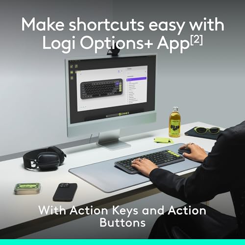 Logitech POP ICON Combo, Wireless Bluetooth Keyboard and Mouse, Comfortable Typing, programmable Keys and Buttons, Quiet clicks, Easy-Switch up to 3 Devices - Graphite and Off-White - color: Graphite White, style: Combo