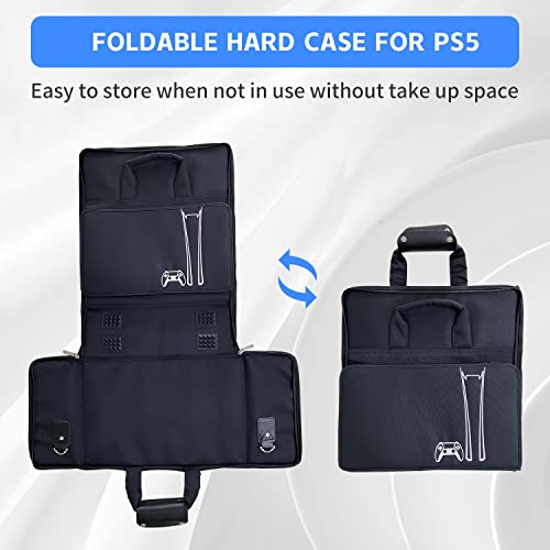 G-STORY Carrying Case Travel Bag, Storage Bag Compatible with PS5 Disc and Digital Edition with Shockproof Compartments, Included Silicone Cover Skin Protector - color: Hard Case- Black