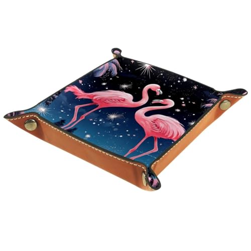 Starry Flamingos Lover Dice Tray PU Leather Dice Rolling Tray Folding Dice Holder for Dice Games, Like RPG, DND and Other Table Games - color: Multi 8