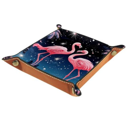 Starry Flamingos Lover Dice Tray PU Leather Dice Rolling Tray Folding Dice Holder for Dice Games, Like RPG, DND and Other Table Games - color: Multi 8