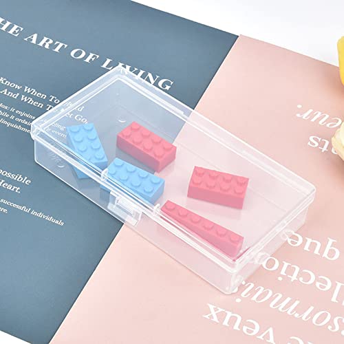 12 Pack Rectangular Clear Plastic Storage Containers | 5.7 x 2.95 x 1.18 inch, Hinged Lid, For Beads and Small Craft Items - size: 5.7 x 2.95 x 1.18 inch
