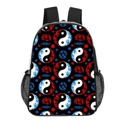 Stadium Approved Heavy Duty Clear Bookbag Adjustable Shoulder Straps | Heavy Duty, Tai Chi Water Fire Yin Yang Black, Transparent, PVC See Through Daypack - color: Pattern (833)