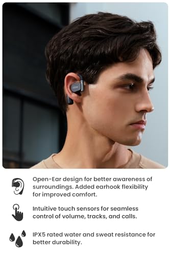 Cleer ARC II Open Ear Headphones, True Wireless Ear Buds with Dual Mic, Sweat Resistant, Multi-Point Connect, 35 Hrs Playtime, Secure Fit, Bluetooth 5.3 Earbuds with Ear Hooks, Preset EQs, Blue - color: Blue