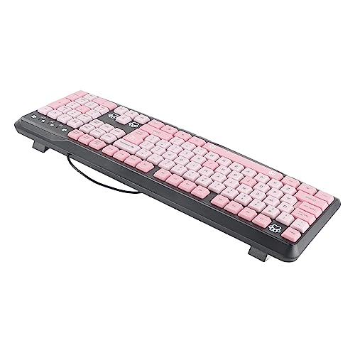 ANGGREK Silent Keyboard Mechanical Keyboard Membrane USB Wired 104 Keys QWERTY with Adjustable Bracket for Laptop Home Office Gaming (Black Pink) - color: Black Pink
