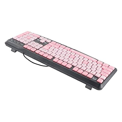 ANGGREK Silent Keyboard Mechanical Keyboard Membrane USB Wired 104 Keys QWERTY with Adjustable Bracket for Laptop Home Office Gaming (Black Pink) - color: Black Pink
