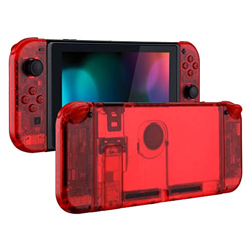 eXtremeRate DIY Replacement Shell Buttons for Nintendo Switch, Back Plate for Switch Console, Housing with Full Set Buttons for Joycon Handheld Controller - Clear Red [No Electronics Parts] - color: Clear Red
