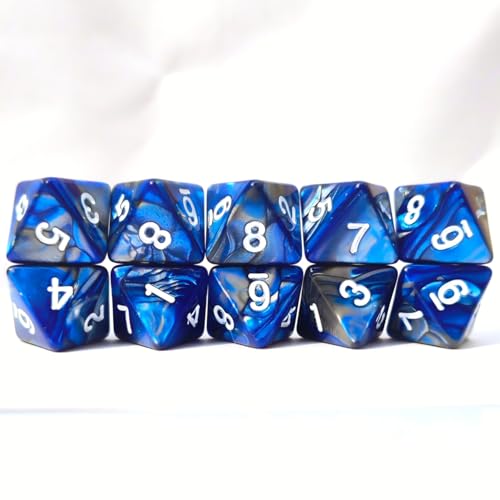 10 PCS D8 8 Sided Dice Set, Polyhedral Number Game Dice for DND RPG MTG Board Game Party Tabletop Accessories (Blue+Black) - color: Blue+black