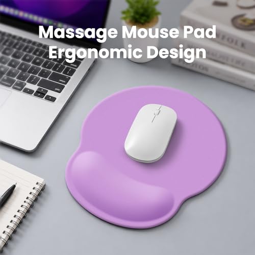 Mouse pad with Wrist Rest,Relieving Pain Memory Foam Computer pad, Ergonomic Desktop Mouse, Silicone Material Mouse pad, with Non-Slip PU Base (Purple) - color: purple