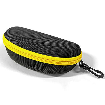 3 Pack Zipper Shell Eyeglasses and Sunglasses Case with Plastic Carabiner Hook - color: Yellow