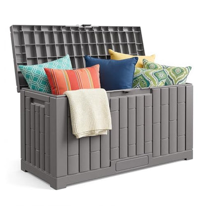 Jocoevol Deck Box 60 Gal, UV Resistant & Waterproof Outdoor Storage Box with Lock, Easy Assemble Storage Bins Container for Pool Patio Garden - size: 60Gal