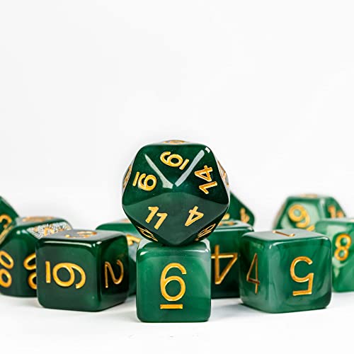 11PCS Resin DND Dice Set Green Jade D&D Dice for RPG Tabletop Games | Leather Storage Bag, Imitation Jade, DM Gift, for Dungeons and Dragons Role Playing Games - color: 11pcs Green Jade
