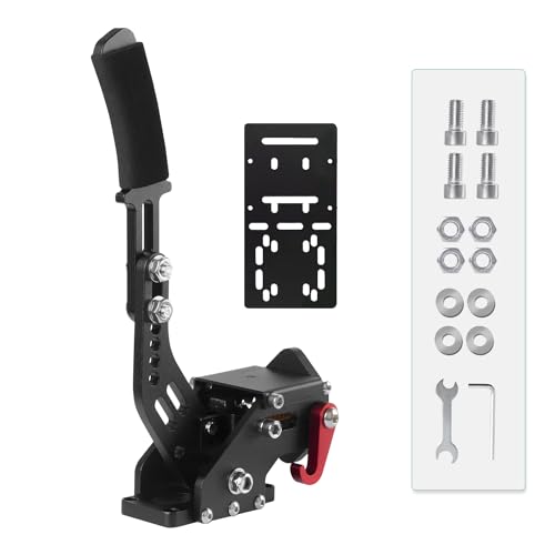 SIMSONN Sim Racing Handbrake 16 Bit PC USB Simulator Handbrake for Racing Games (Black + Plate) - color: Black + Plate