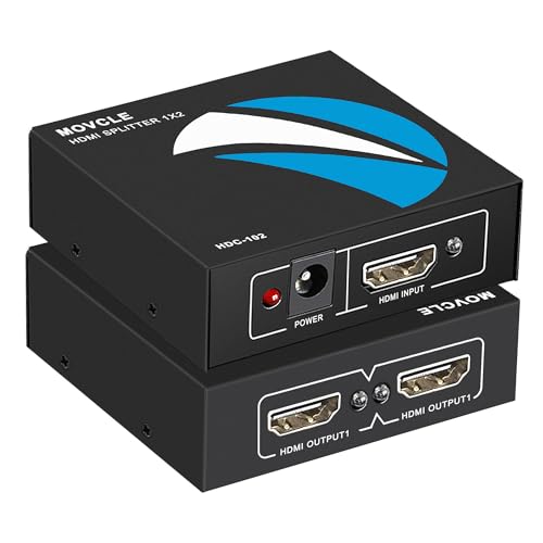 HDMI Splitter 1 in 2 Out, 4K HDMI Splitter for Dual Monitors | Dual Monitors Adapter Support 4K 3D 1080P, Compatible for PS4 Blu-Ray Player FireStick HDTV and More - size: 1 in 2 out