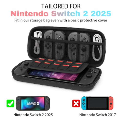 Custom Carrying Case for Nintendo Switch 2 (2025) with Photo Logo Name, Personalized Portable Hard Shell Pouch with Switch 2 Clear Cover, Screen Protector, Storage Bag for Console & Accessories, Black - size: Nintendo Switch 2