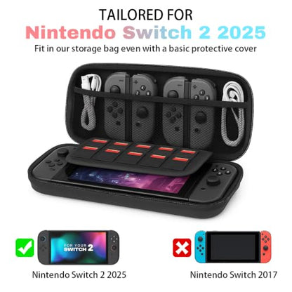 Custom Carrying Case for Nintendo Switch 2 (2025) with Photo Logo Name, Personalized Portable Hard Shell Pouch with Switch 2 Clear Cover, Screen Protector, Storage Bag for Console & Accessories, Black - size: Nintendo Switch 2