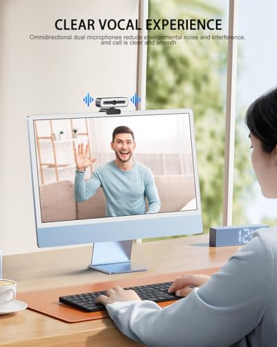 4K UHD Ring Light Webcam for PC, 1080P Web Camera with Dual AI Noise-Cancelling Mics, Auto Light Correction, Privacy Cover, 73°FOV, PDAF Autofocus, Privacy Cover, for Streaming, Conference, Zoom