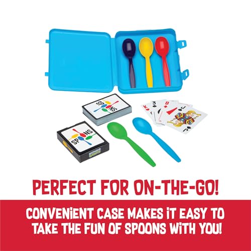 PlayMonster Spoons in a Case, Card Games for Kids - Spoons Game, Fun Family Games for Kids and Adults, Game Night, Travel Games, 3-6 Players, Ages 7+