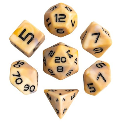 7PCS DND Dice Set RPG Resin Polyhedral Dice Set Camouflage Color with Leather Pouch for D&D Role Playing Games and Other Tabletop Games (Brown) - color: Camo-brown