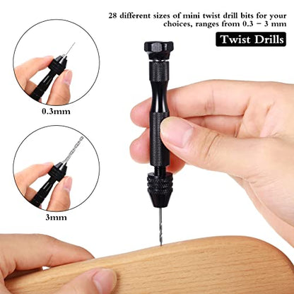 Mudder 57pcs Micro Drill Bits & Pin Vise Set, 46 Pcs Hand Twist Drills and 10 Pcs PCB Mini Cutting Bits for Resin, Beads, Polymer Clay, Craft, DIY Jewelry, Model Making Projects(Black) - color: Random Color Pcb Drill