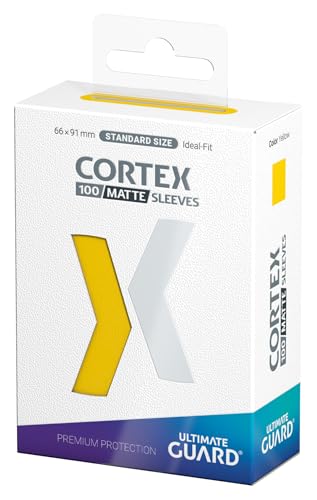 Ultimate Guard Cortex Outer Card Sleeves, 100 Standard Size TCG Sleeves, 66 x 91mm, Yellow Back, Matte Finish, No PVC & Acid-Free, High Clarity
