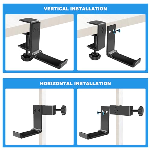 1PCS Headphone Stand Hanger Holder, Foldable Aluminum Desk Headphone, Universal Space Saving Headset Stand Multifunctional Under Desk Hanger for Home Office - size: Black 1PCS