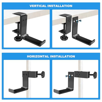 1PCS Headphone Stand Hanger Holder, Foldable Aluminum Desk Headphone, Universal Space Saving Headset Stand Multifunctional Under Desk Hanger for Home Office - size: Black 1PCS