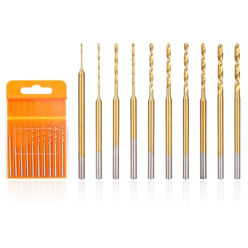 Uolor Mini Twist Drill Bit Set, 10Pcs Micro Engraving Drill Bits, 0.6mm-2.2mm, HSS 2.35mm Shank Titanium Coated Tiny Drill Bit Hole Drilling Tool for DIY Resin, Jewelry, Amber, Circuit Board, Walnut - color: Mini Twist Drill Bit Set