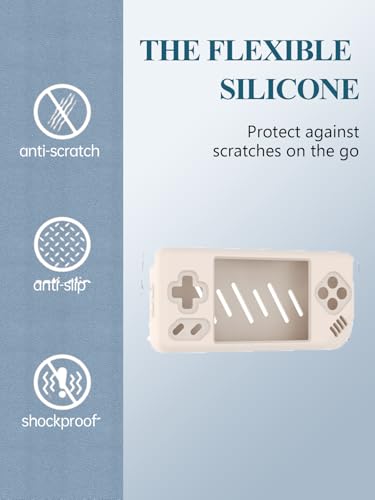 Silicone Case for Anbernic RG28XX Retro Video Handheld Game Console 2.83-inch,Full Body Soft Silicone Handheld Game Console Drop-Proof Protector Case with Shockproof,Non-Slip,Anti-Collision,Cream. - color: Cream