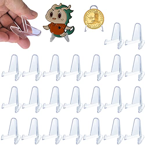 Challenge Coin Display Stand Coin Holder, 25 PCS 1.4" Acrylic Stands for Display Coins Easel Trading Cards Challenge Medals Casino Chips or Other Small Items at Museum Home Decoration Birthdays Tables - size: 25 PCS / 1.4"