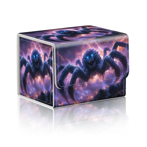 Trading Card Storage Box, Holds 100+ for MTG Cards, PU Leather with Magnetic Closure, Frost Spider with Glowing Blue Eyes Durable Deck Box for Magic the Gathering, Trading Card Games - color: Frost Spider with Glowing Blue Eyes
