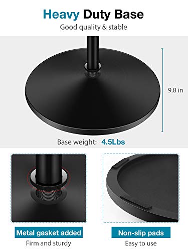 InnoGear Mic Stand Microphone Stand Floor with Weighted Base for Singing | Height Adjustable, Detachable, Portable for Travel, Stable Base, Work with Blue Yeti Shure SM58 Samson Q2U Fifine K669B - style: Twist Clutch 34" - 60"