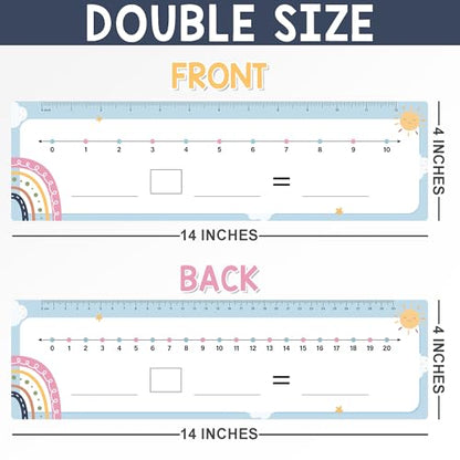 Number Line 드라이 지우개 보드 카드, 26팩 4x14 보헤미안 테마 | 양면 쓰기 및 지울 수 있는 보드 한쪽에는 0-10, 다른 면에는 0-20, 어린이, 학생용 수학 화이트 보드 - color: Boho