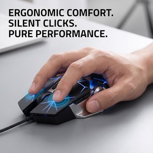 Professional Gaming Wired Silent Mouse, Water Cooled Light, 3200 DPI, Ergonomic Design Game Mouse Compatible with PC, Plug & Play